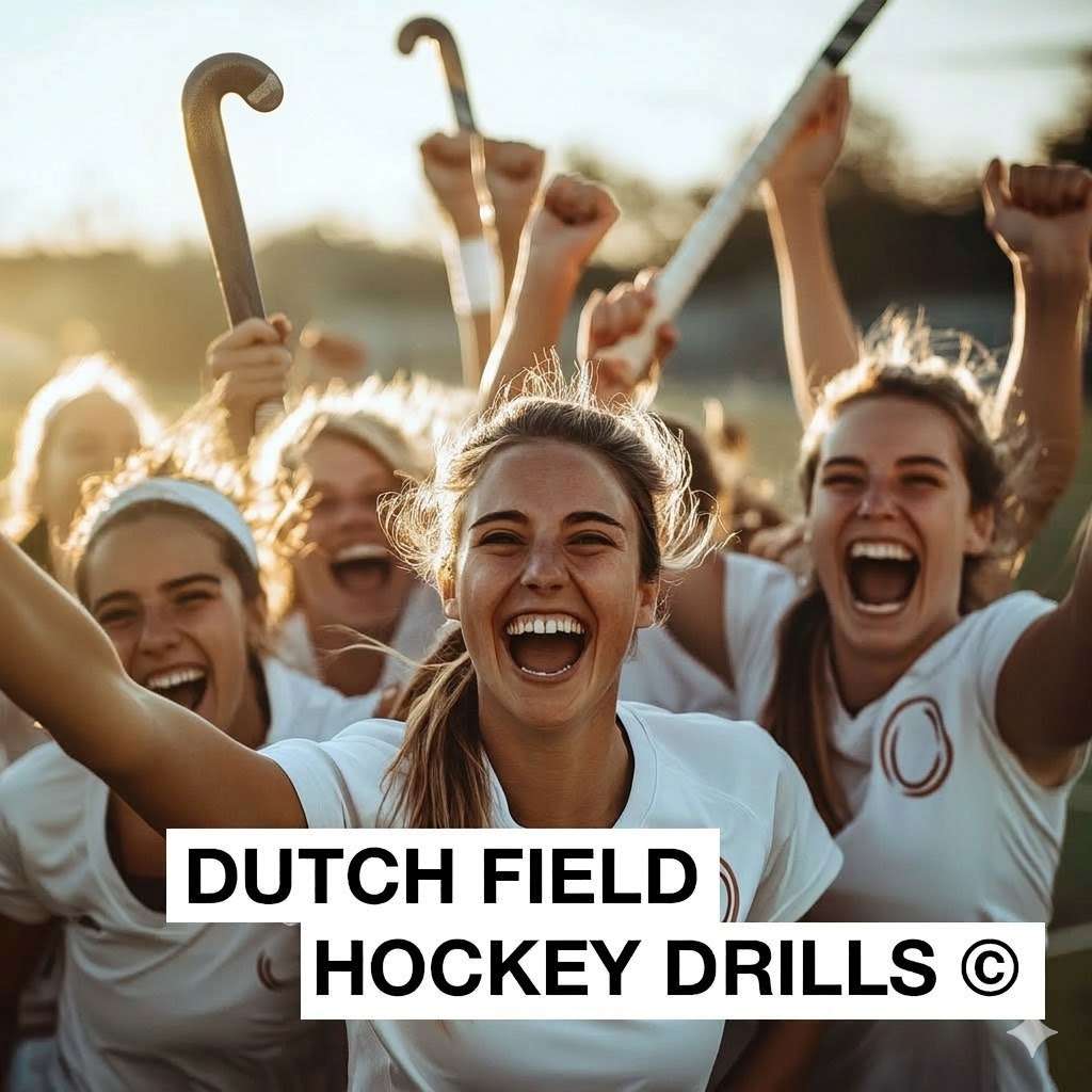 Field hockey team celebrating after a training session